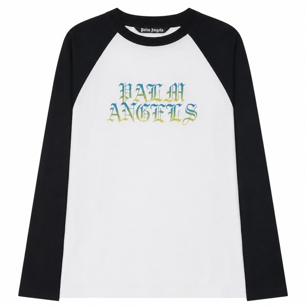 Palm Angels T-Shirt Mens Large Designer Baseball Tee Gothic Hue Vintage Logo NWT